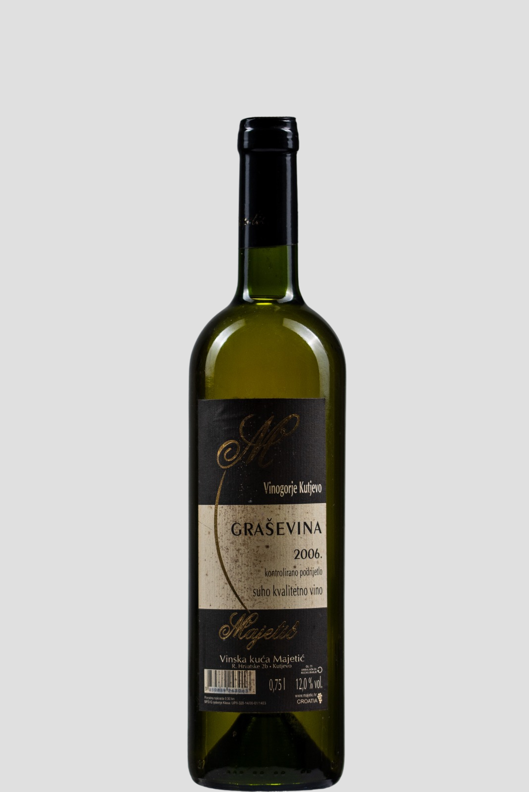 Majetić Graševina suho kvalitetno vino, ZOI Kutjevo